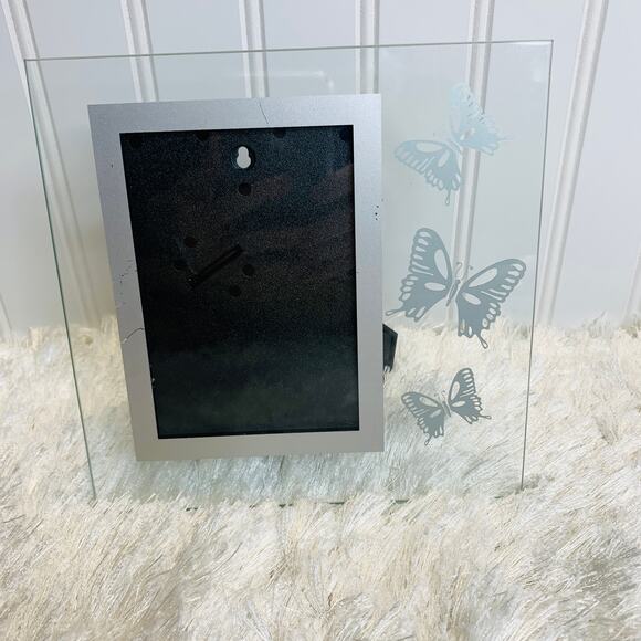 Vintage Other - Butterfly Silver Glass Frame 3.5 x 5"